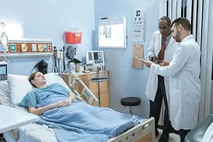Healthcare Doctor accessing cloud-based EHR system