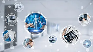 Hospital staff analyzing data dashboards for infection clusters