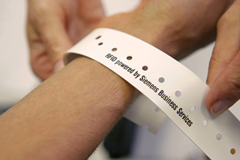 Patients carry thier medical history with them in a radio armband