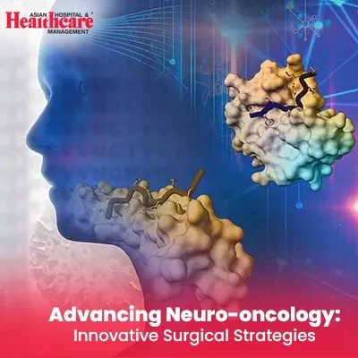 A poster with a man's head and brain tells Innovative approaches in neuro-oncology surgery